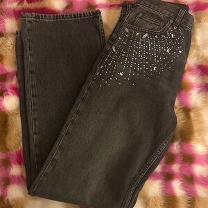 Zara Dark Gray Embellished Boyfriend Jeans